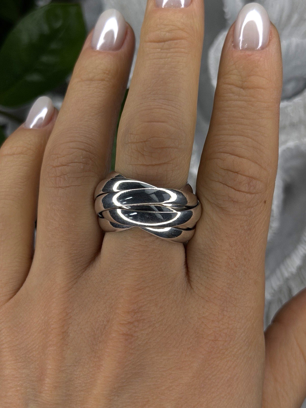 925 Sterling Silver 7 in 1 Interlocking Rolling Ring Size 11